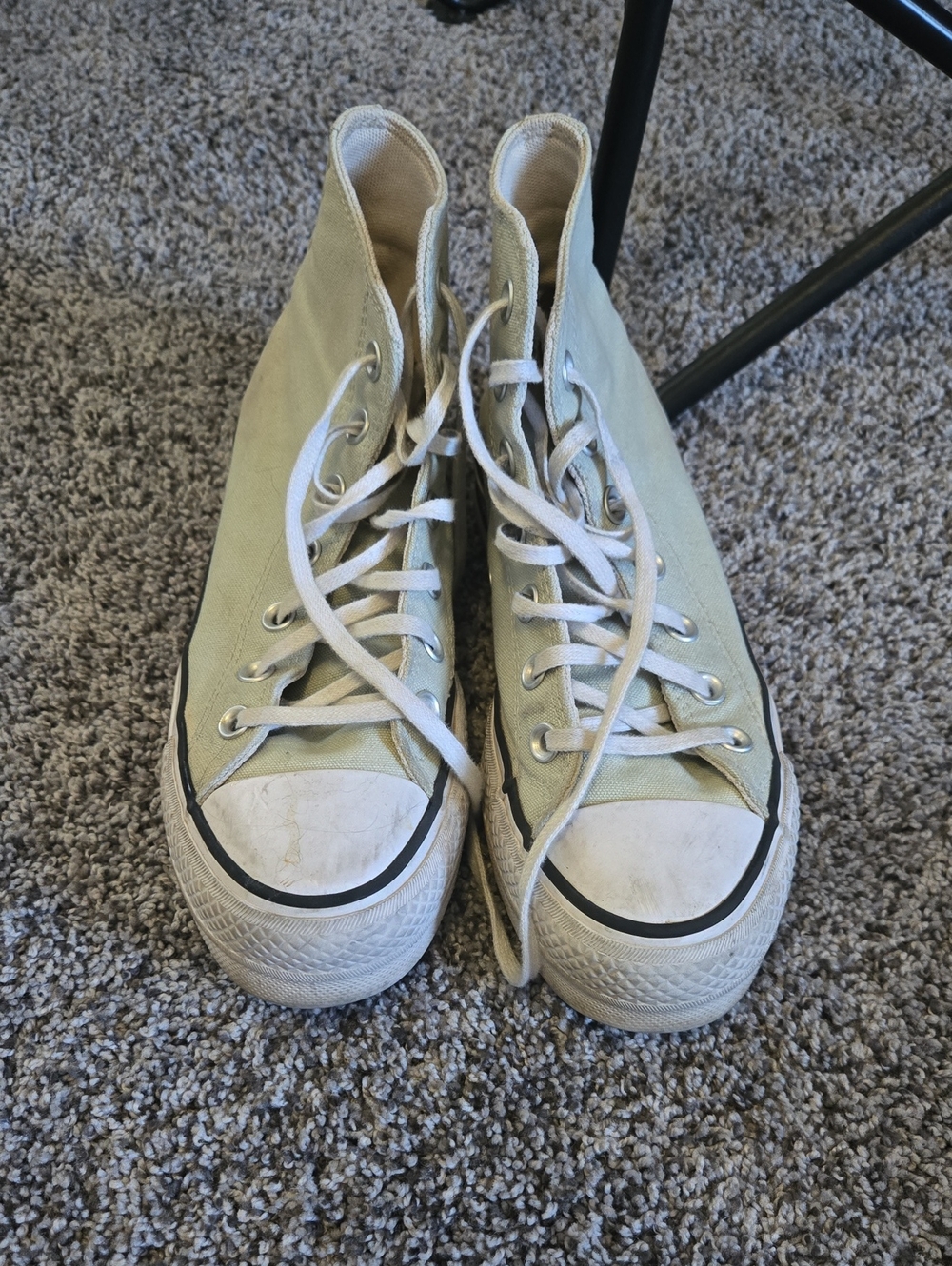 Converse High Top Canvas Sneakers in Light Olive